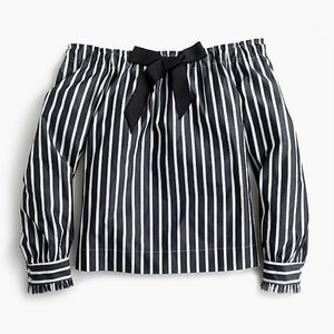 J. Crew Off the shoulder stripe long sleeve blouse